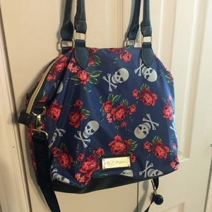 Betsey Johnson Skull & Roses Slouchy Purse